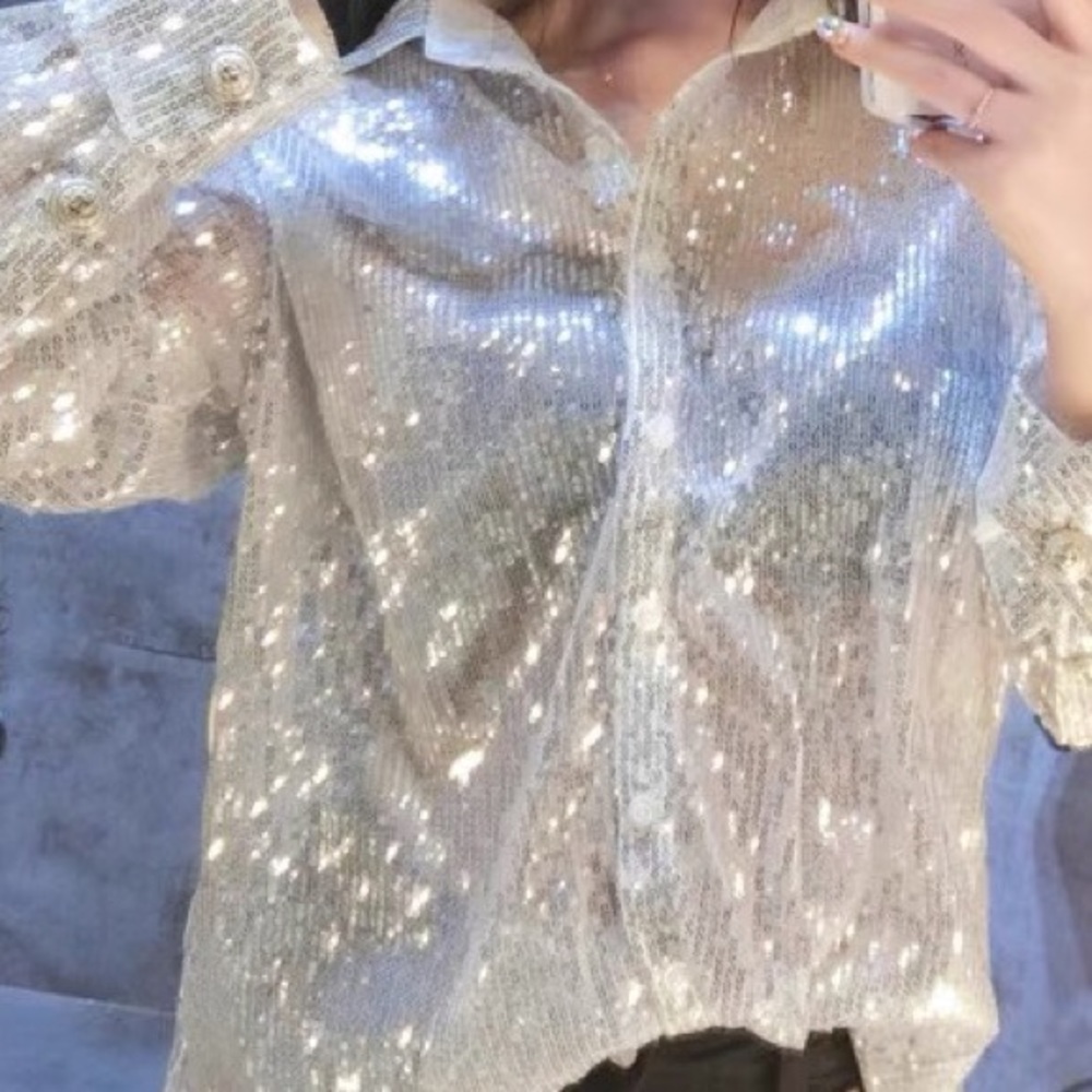 Silver sequined shirt💎💎💎